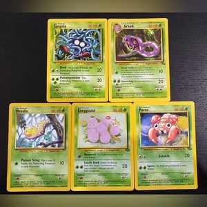 Tangela, Arbok, Weedle, Exeggcute, Paras Pokemon Cards